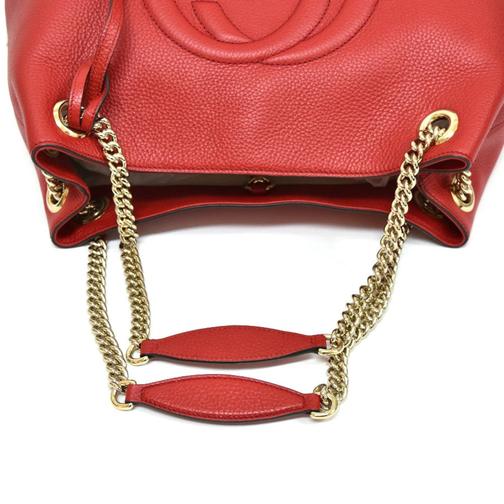 Gucci Bag Chain Tote Interlocking Red Soho GG Leather - Picture 7 of 8